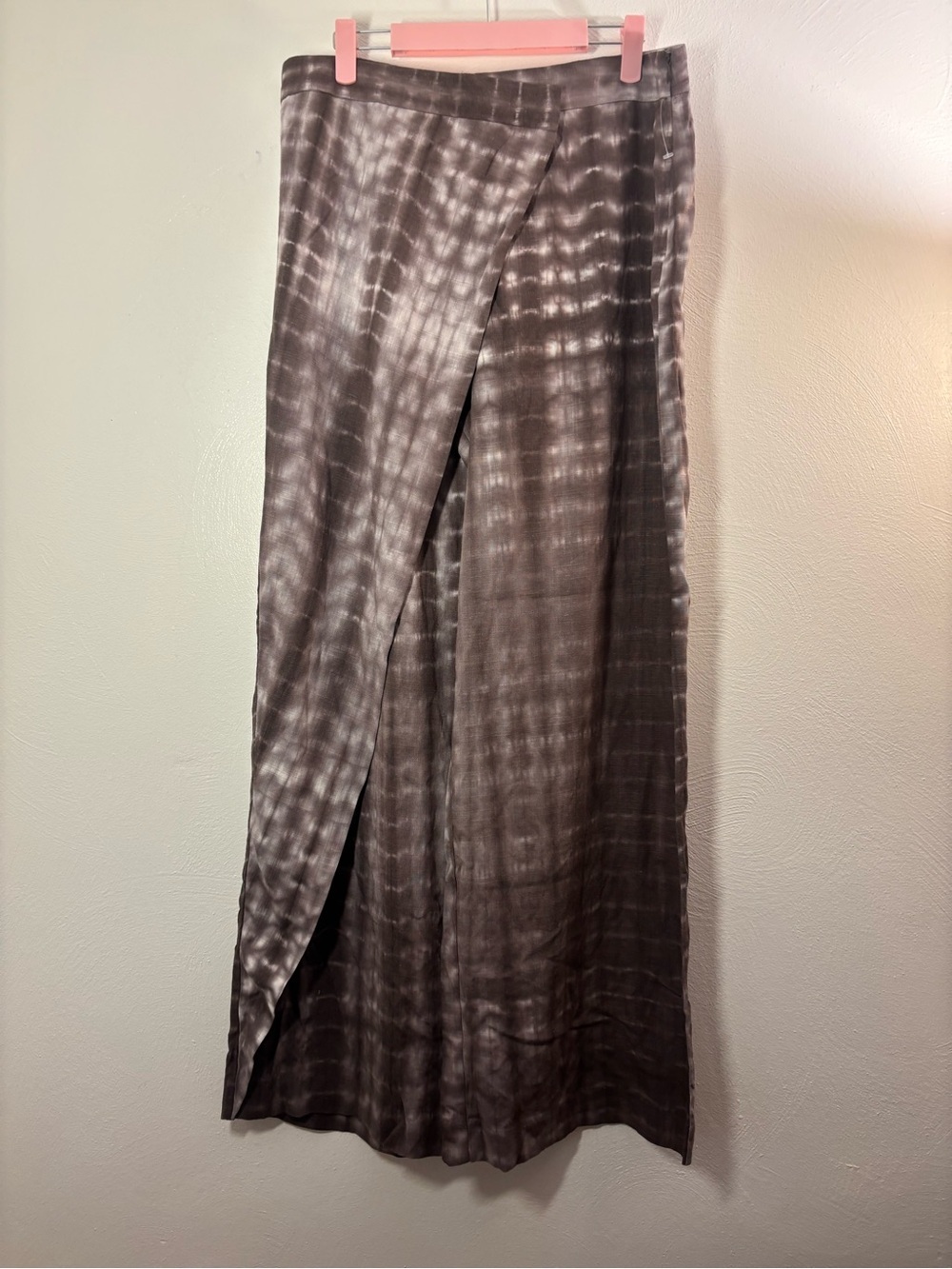 Zara Wide-Leg Tie-Dye Wrap Pants in Charcoal Size Large